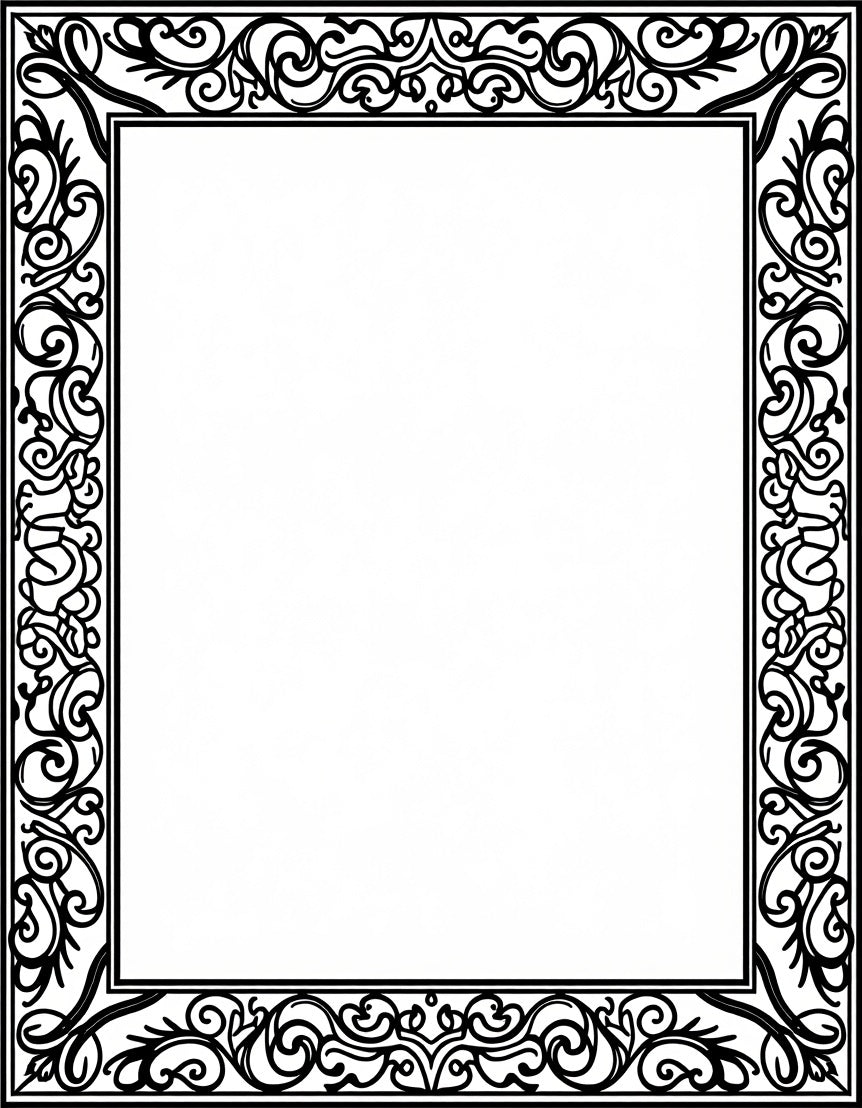 Ornate Black White Scrollwork Rug