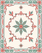 Ornate Floral Scrollwork Leaf Pattern Rug
