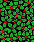 Classic Red Berry Holly Leaves Rug