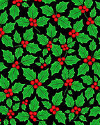 Classic Red Berry Holly Leaves Rug