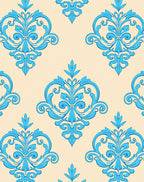 Blue Baroque Floral Pattern Rug