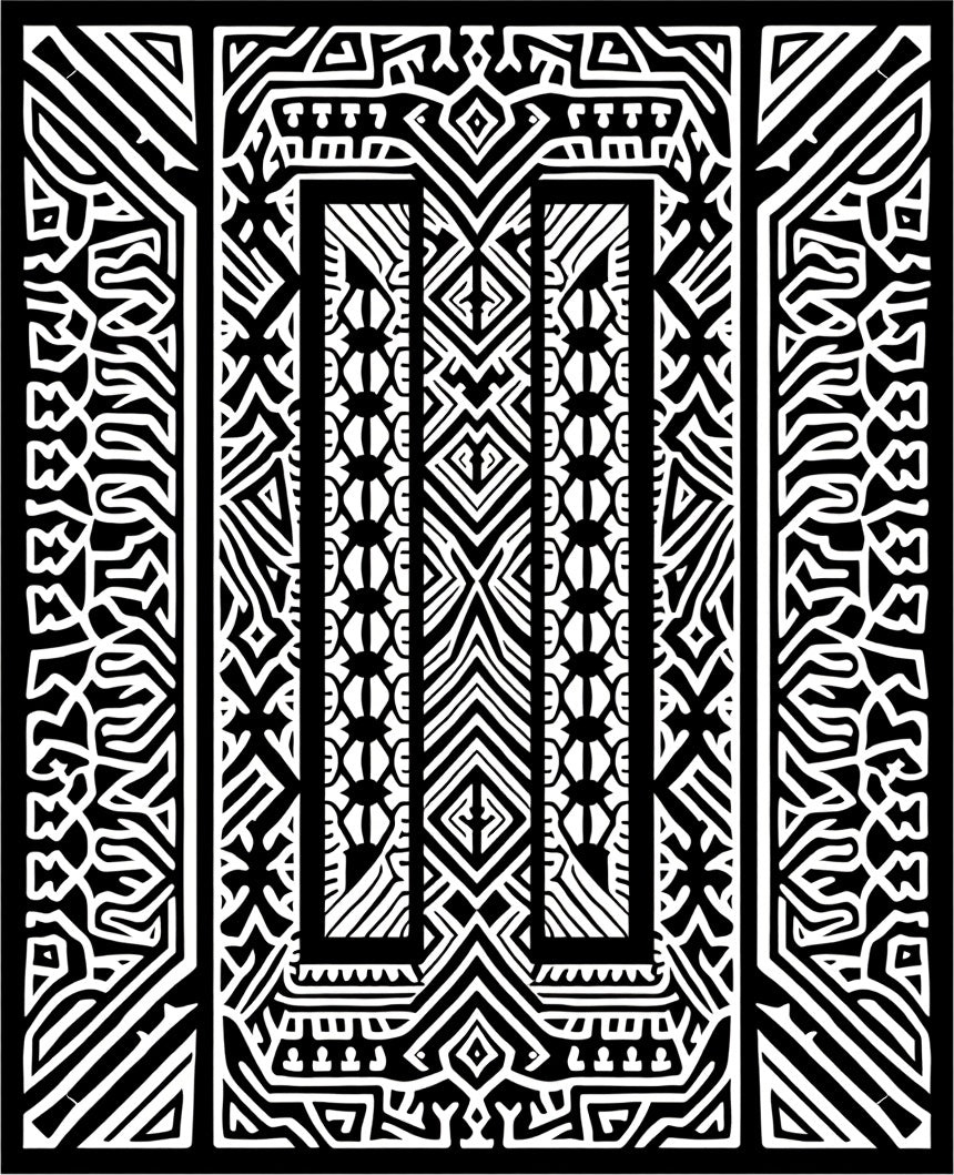 Ethnic Monochromatic Geometric Pattern Rug