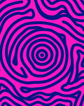 Bold Pink Blue Concentric Waves Rug
