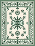 Elegant Green Floral Medallion Border Rug