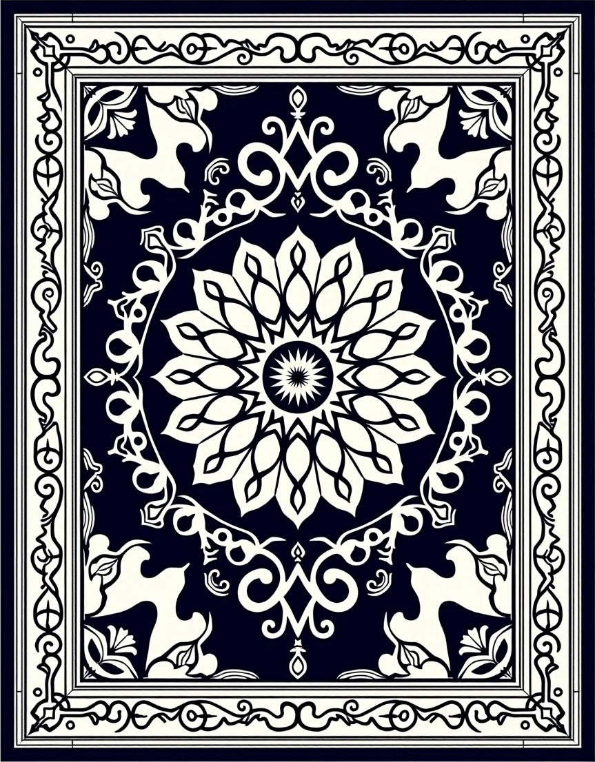 Classic Floral Scrollwork Symmetry Rug