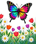 Butterfly Daisy Filled Meadow Design Rug