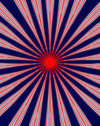 Radiating Red White Blue Rays Rug
