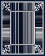 Modern Navy Geometric Stripe Design Rug