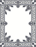 Ornate Black White Floral Border Design Rug