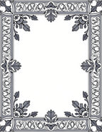 Ornate Black White Floral Border Design Rug