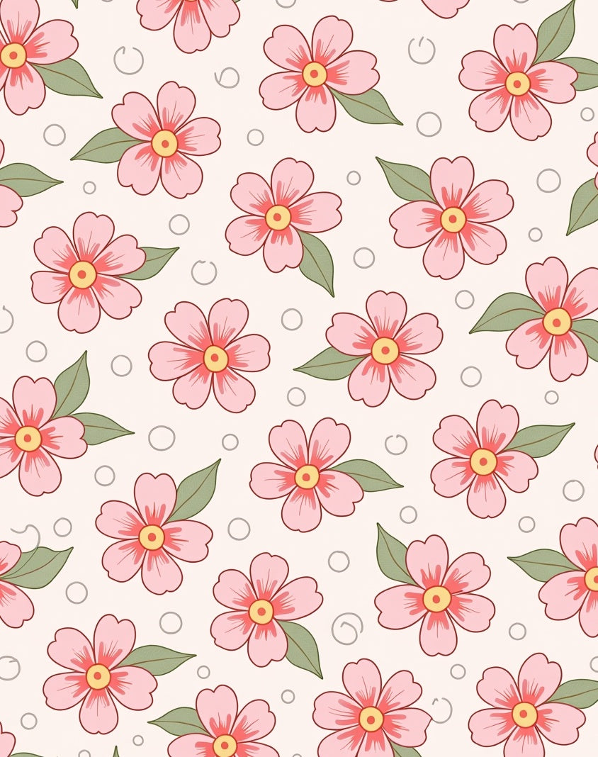 Blush Pink Floral Pattern Rug