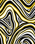 Bold Yellow Black White Swirl Rug