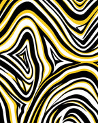Bold Yellow Black White Swirl Rug