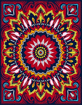Vibrant Red Floral Mandala Pattern Rug
