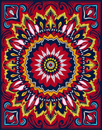 Vibrant Red Floral Mandala Pattern Rug