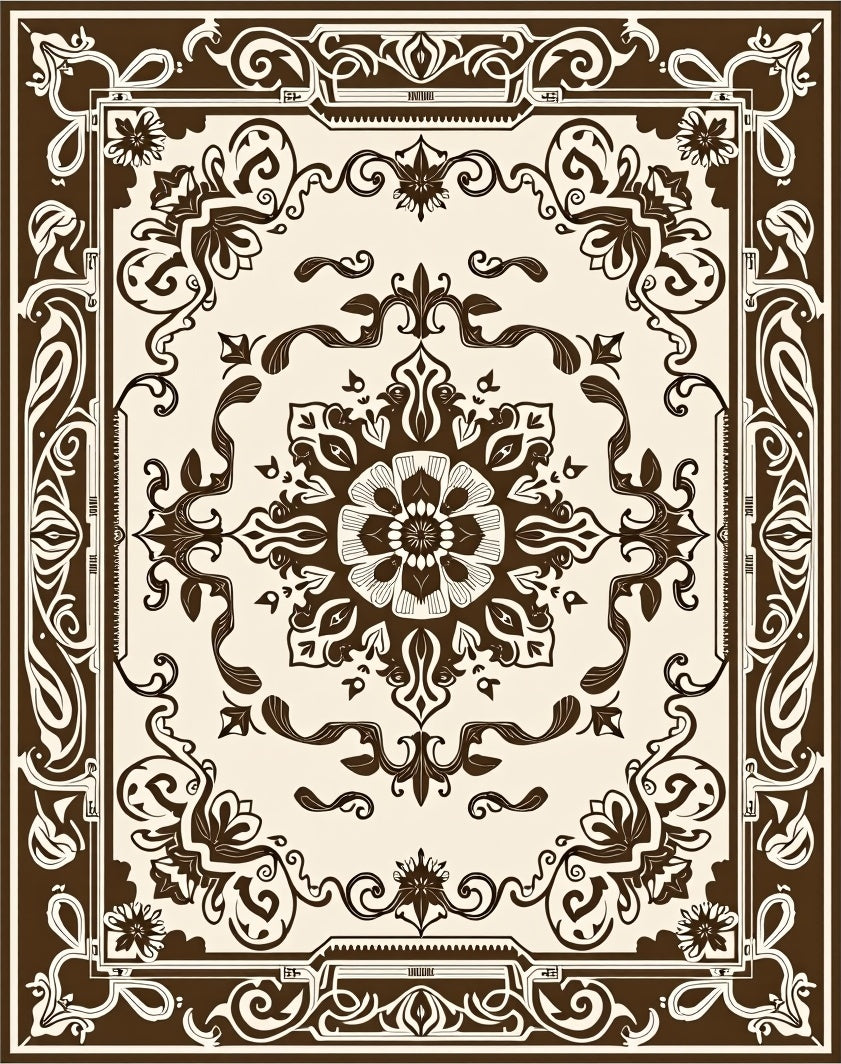Classic Floral Scrollwork Motif Rug