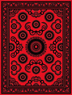 Bold Black 2 Tone Floral Medallion Rug