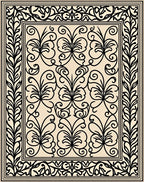 Intricate Floral Scrollwork Design Rug