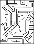 Modern Abstract Geometric Circuit Rug