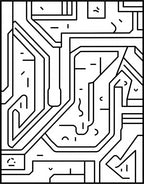 Modern Abstract Geometric Circuit Rug