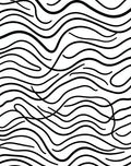 Abstract Black Wavy Line Pattern Rug