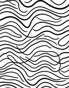 Abstract Black Wavy Line Pattern Rug
