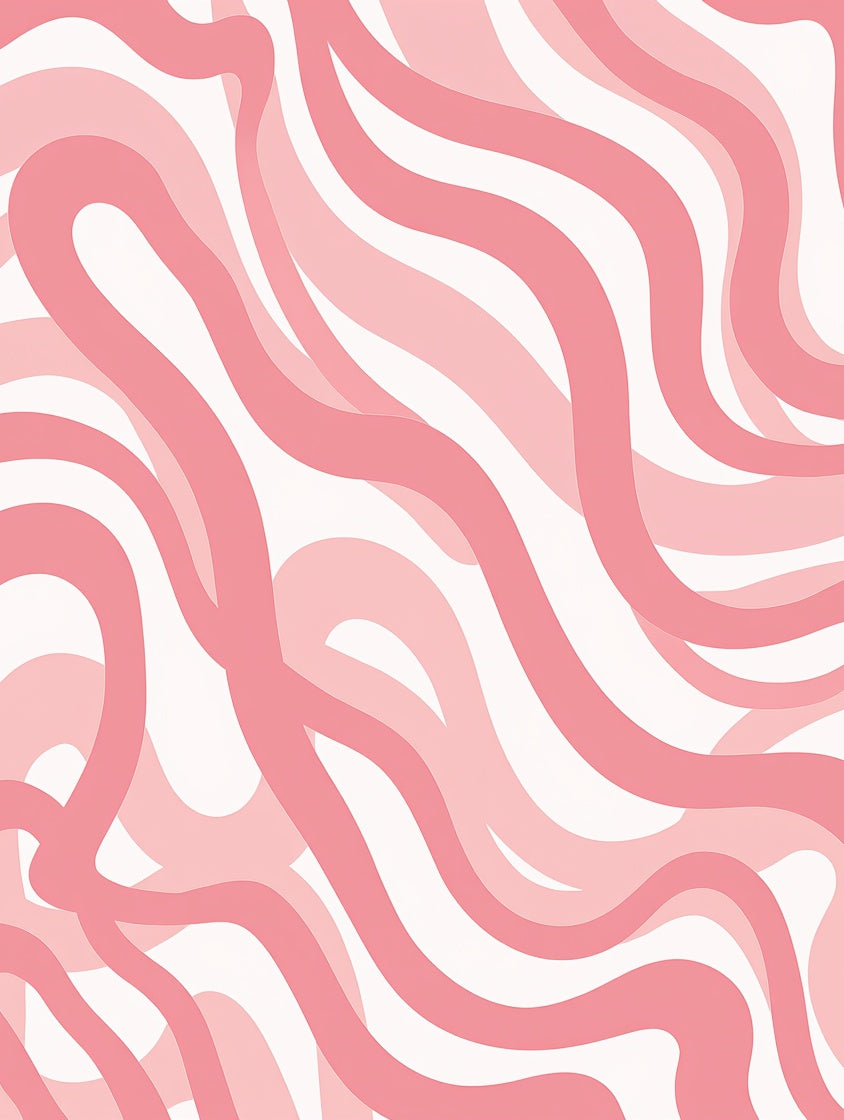 Abstract Pink Wavy Lines Rug