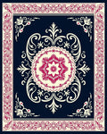 Crimson Cream Floral Mandala Border Rug