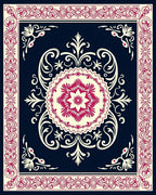 Crimson Cream Floral Mandala Border Rug
