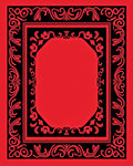 Ornate Red Black Floral Border Design Rug