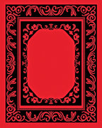 Ornate Red Black Floral Border Design Rug