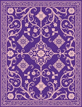 Grand Floral Patterned Purple Rug