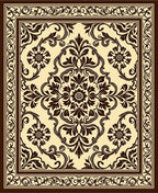 Classic Floral Damask Scrollwork Pattern Rug
