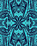 Symmetric Cyan Abstract Pattern Design Rug