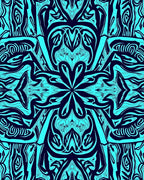 Symmetric Cyan Abstract Pattern Design Rug