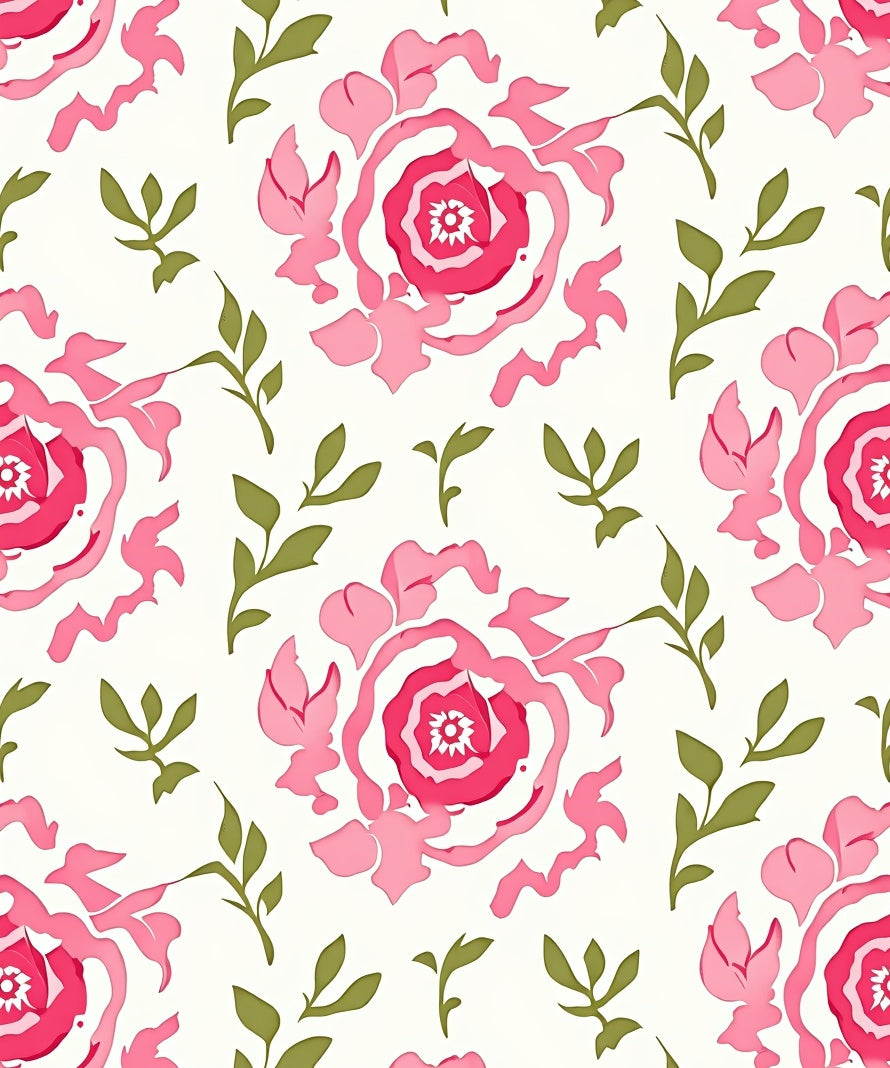 Bold Pink Floral Pattern Rug