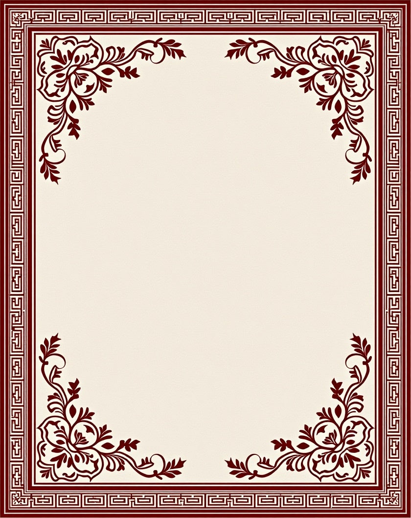 Classic Floral Border Pattern Rug