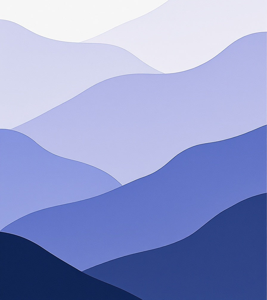 Layered Abstract Blue Landscape Design Rug
