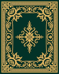Gold Floral Scrollwork Emerald Rug