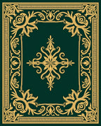 Gold Floral Scrollwork Emerald Rug