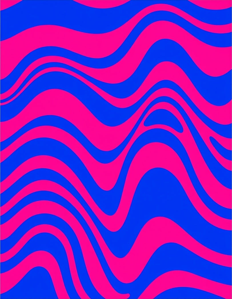 Vibrant Pink Blue Wave Pattern Rug