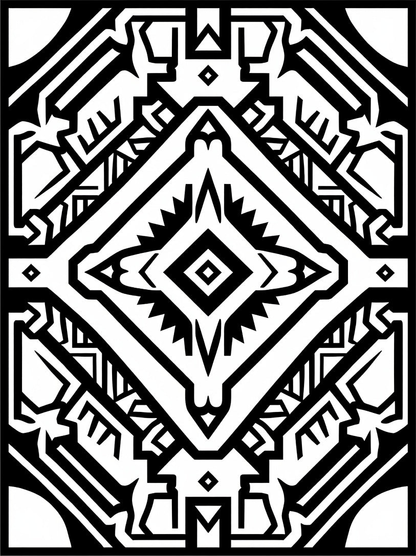 Tribal 2-tone geometric diamond pattern Rug