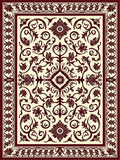 Elegant Floral Scrollwork Cream Rust Rug