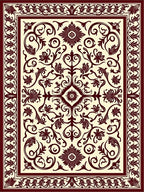 Elegant Floral Scrollwork Cream Rust Rug