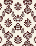 Dark Red Floral Damask Pattern Rug