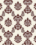 Dark Red Floral Damask Pattern Rug