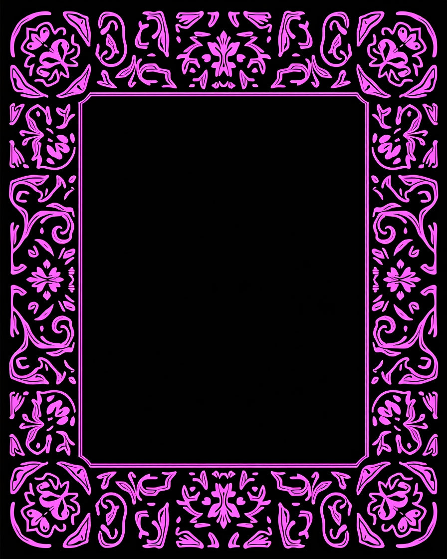 Vibrant Pink Floral Border Rug