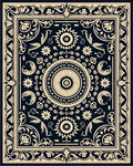 Elegant Dark Floral Scrollwork Rug