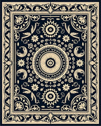 Elegant Dark Floral Scrollwork Rug