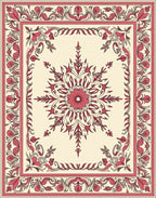 Elegant Rose Floral Mandala Border Rug